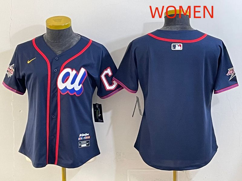Women 2025 Cleveland Indians Blank Drak Blue All star Nike MLB Jersey style 01->women mlb jersey->Women Jersey